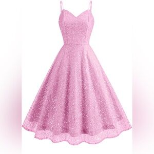 Elegant Pink Sequin Dress